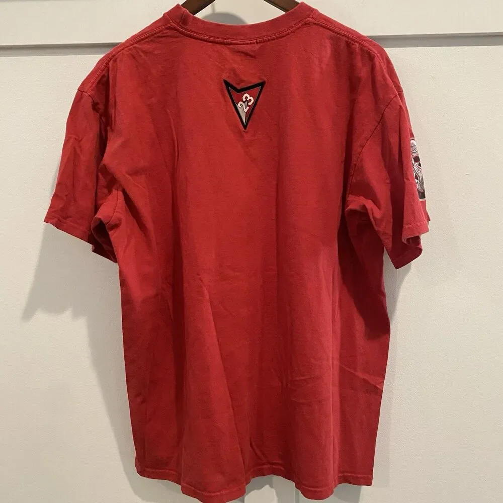 Y2K Air Jordan T-Shirt Men M Jumpman Logo‎ Red Short Sleeve Velvet #23 Honduras